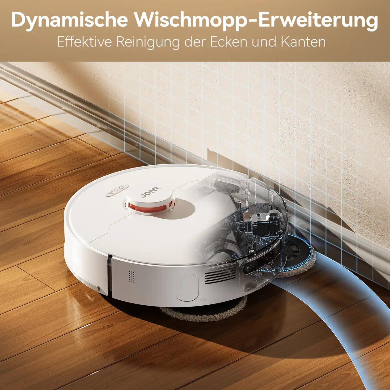 JONR T5 Pro Wisch- und Saugroboter mit All-in-One-Basisstation, 8150 Pa Saugkraft, Heißlufttrocknung, Laser-Navigation, Hinderniserkennung, verwicklungsgeschützte - 3