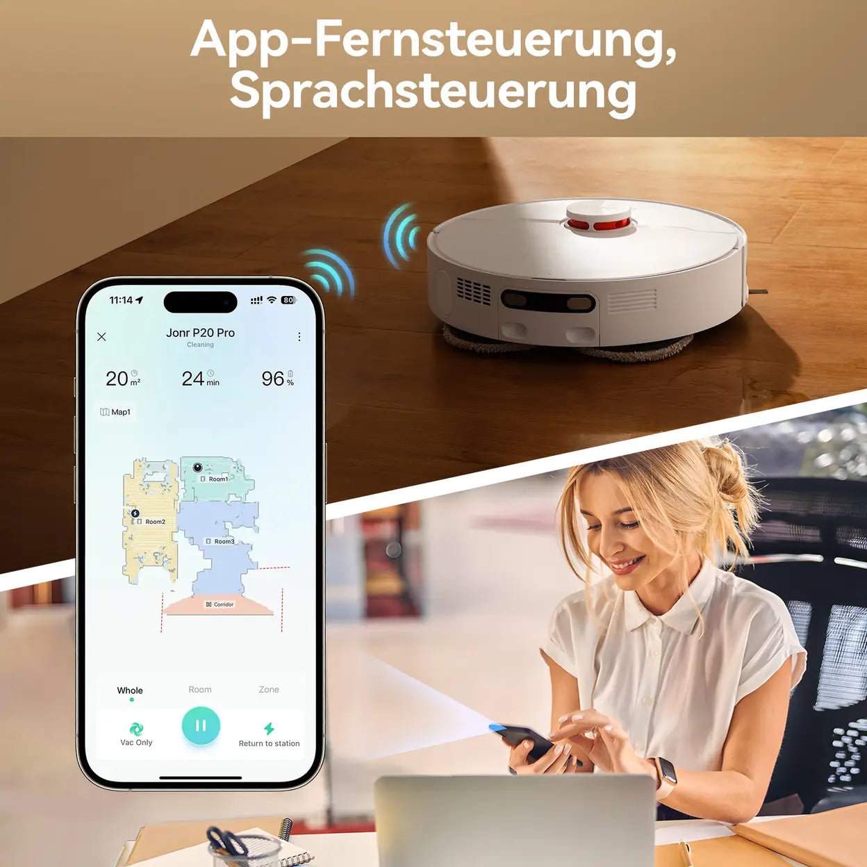 JONR T5 Pro Wisch- und Saugroboter mit All-in-One-Basisstation, 8150 Pa Saugkraft, Heißlufttrocknung, Laser-Navigation, Hinderniserkennung, verwicklungsgeschützte - 7