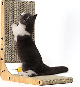 Katzenkratzbrett L-Form 48 cm mit Spielball, Größe M - 1