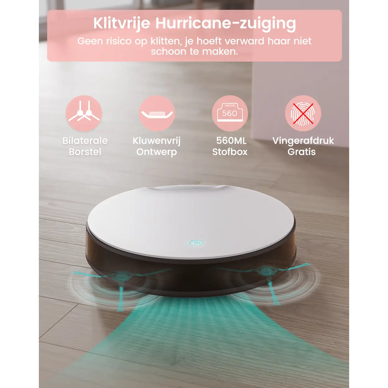 LEFANT N1 Weißer Roboter-Staubsauger, 4500Pa starke Saugkraft, 165 Minuten Akkulaufzeit, 4 Reinigungsmodi, Ideal für Staubsauger-Roboter gegen Tierhaare - 3