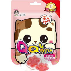 MHD: 04.06.2025 - Want Want Katzentatzen Gummibonbons - Erdbeer-Joghurtgeschmack 45 g