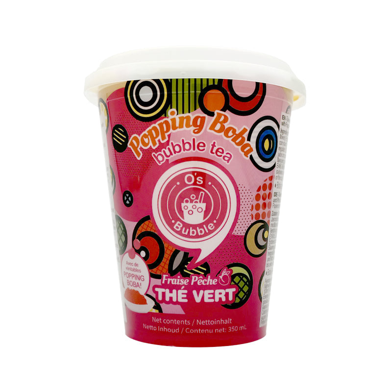 O's Bubble Erdbeere-Pfirsich Grüntee mit Popping Boba 350 ml