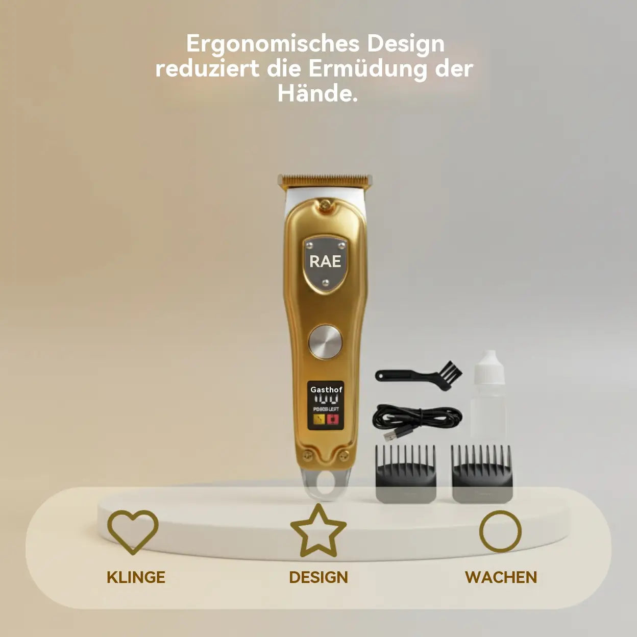 RAF Kabelloser Profi-Haartrimmer 5 W mit LCD-Display - 5