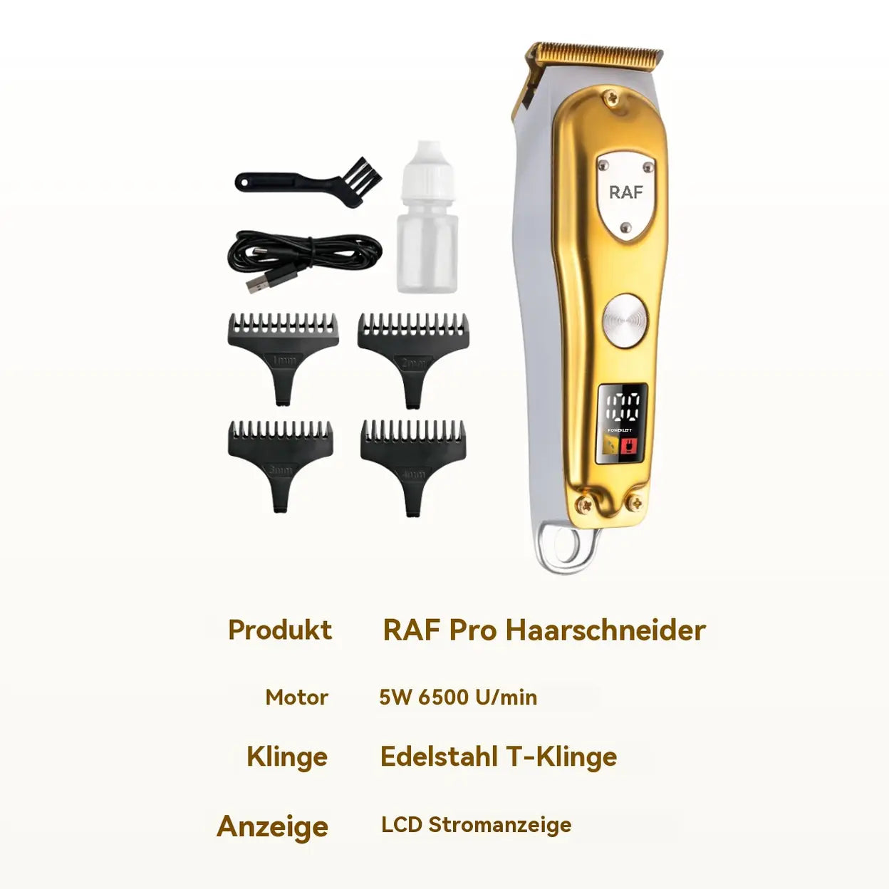 RAF Kabelloser Profi-Haartrimmer 5 W mit LCD-Display - 9