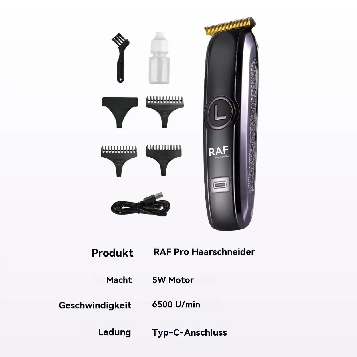 RAF Kabelloser Profi-Haartrimmer 5 W mit T-Klinge - 1
