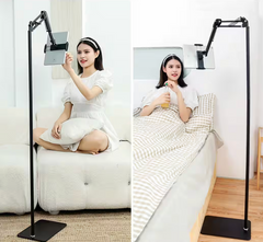 Tablet Bodenständer, Tablet Halterung mit Heavy Duty Base 【3rd Upgrade】, um 360 Grad drehbar mit Stabilem Metall arm für iPad, Tablets, Telefone oder Andere Geräte mit 4,7 bis 13 Zoll Bildschirm - 3